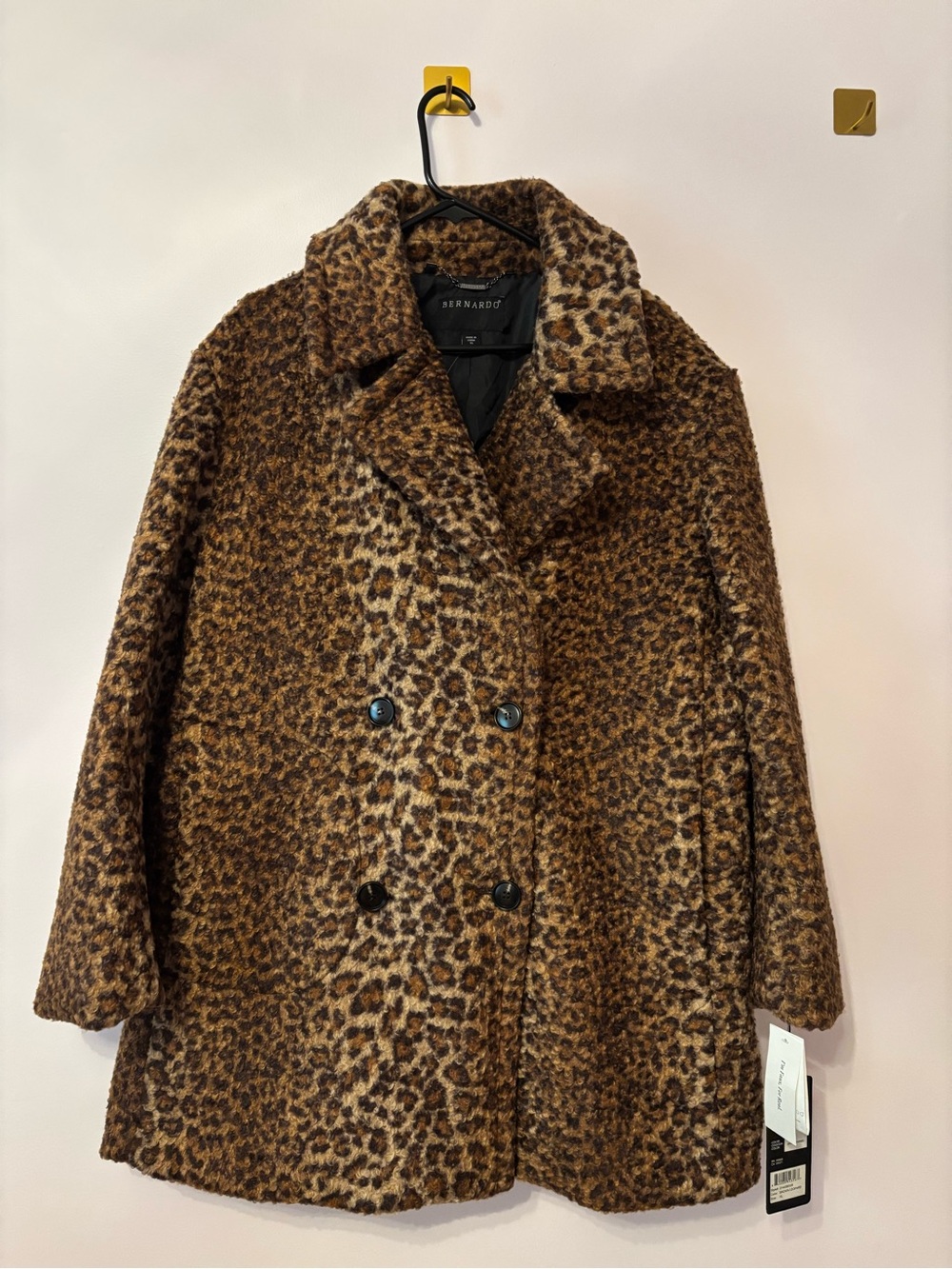 Bernardo Leopard Print Faux Fur Coat - Brown Size XL 1X